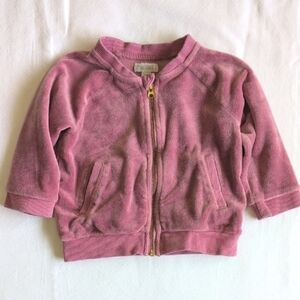 gymboree dusty rose pink velour bomber zip-up jacket 6-12 months baby girl